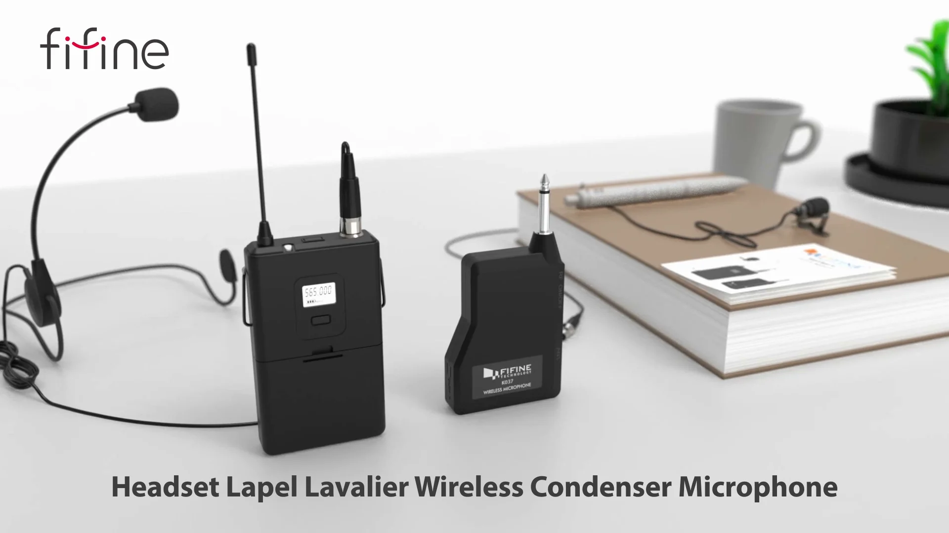 Fifine K037b Uhf Cordless Wireless Interview Lapel Headset Microphone