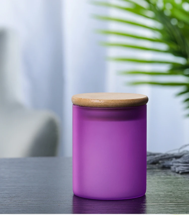 6oz Frosted Glass Candle Jar Custom Colorful Black Glass Candle Jar