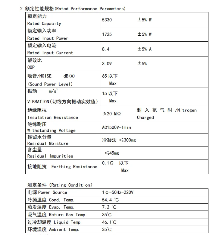 R22 1.5 Ton 18000BTU AC Rotary Air Conditioner Compressor