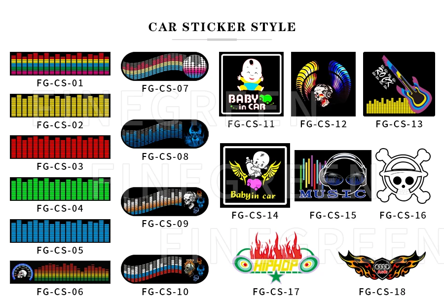 Wholesale Finegreen Lighting El Light Up Luminous Car Decoration Body