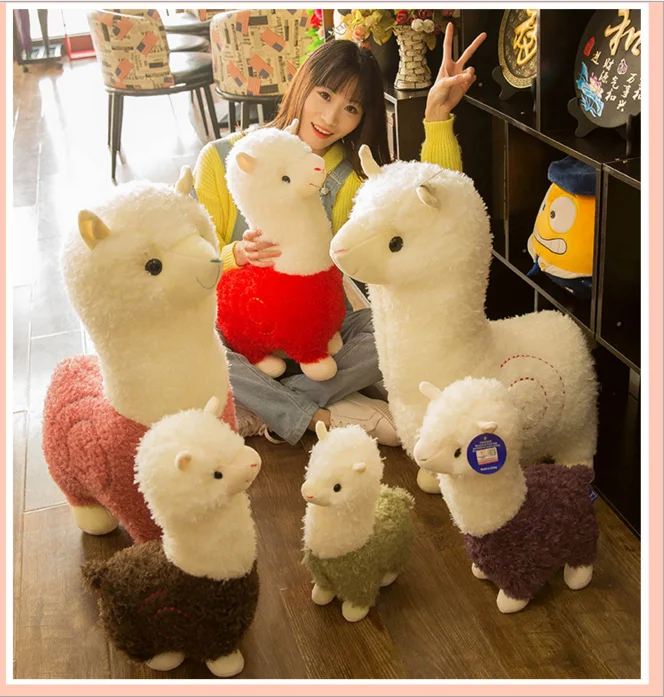 Cute Grass Mud Horse Llama Alpaca Sheep Fluffy Fur Plush Stuffed Doll Kids Toys 