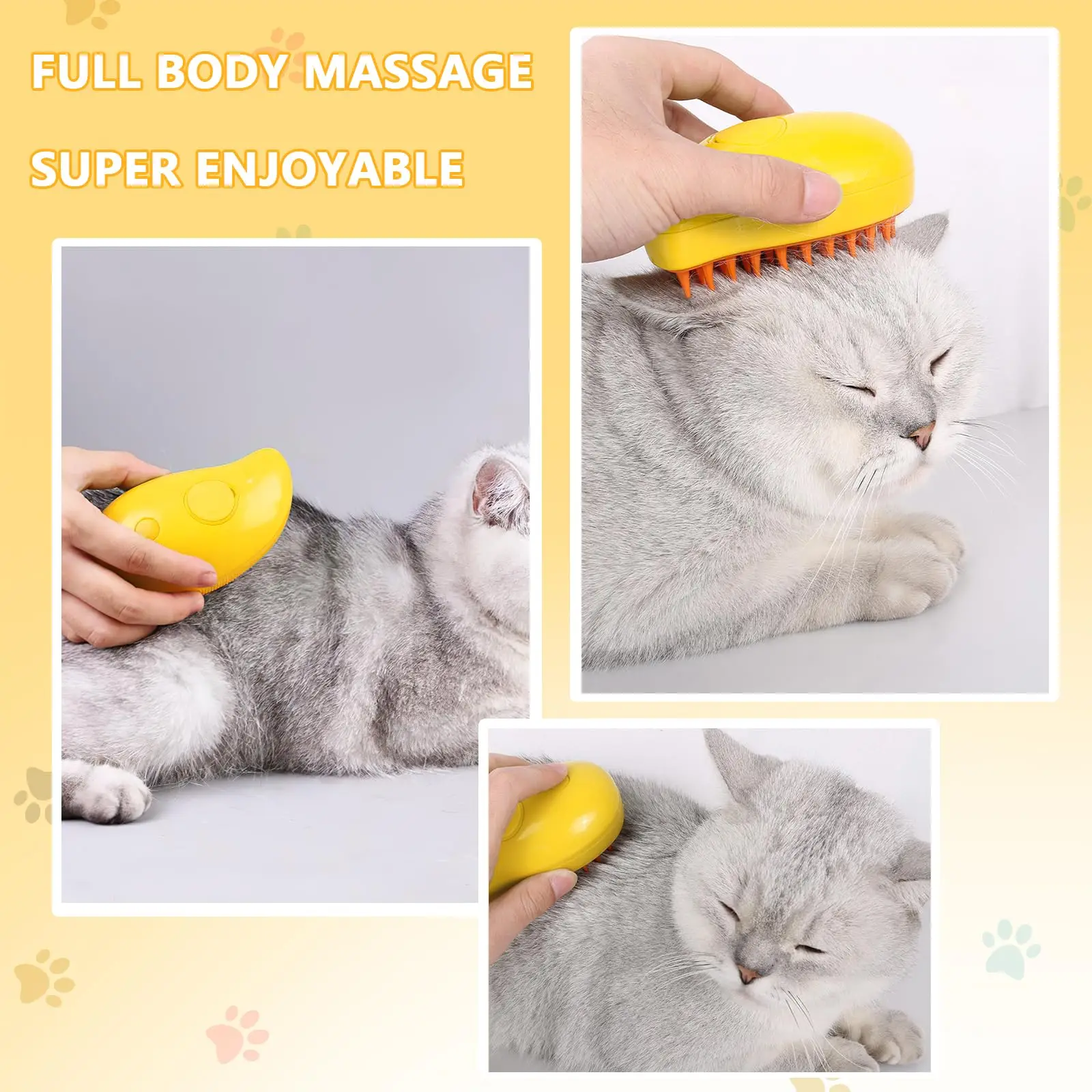 Cat Steam Brush With Steam New 3 In 1 Steamy Pet Hair Brush Cleanser ...