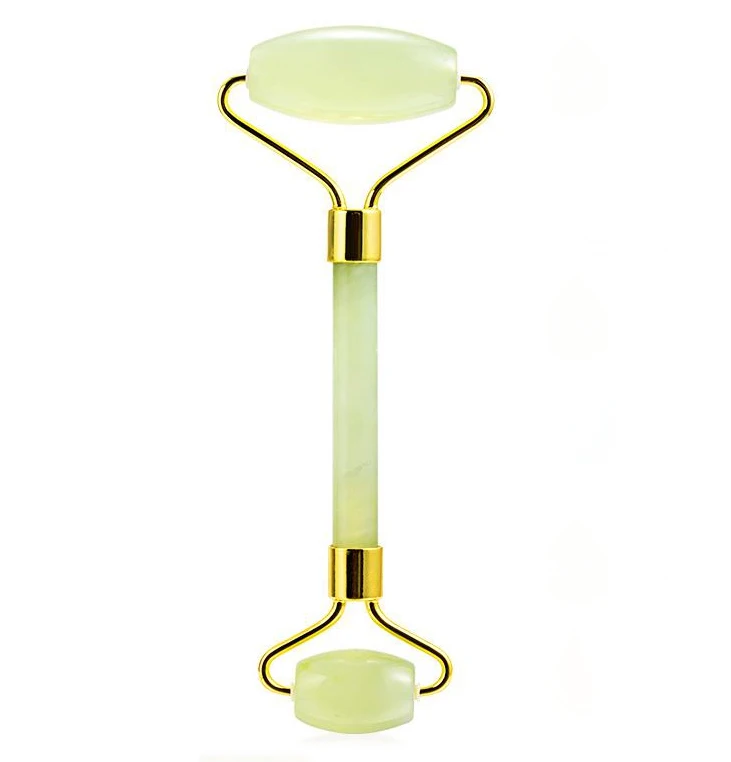 眼睛颈部美容滚轮按摩器翡翠绿色天然粉晶紫水晶玉辊各种滚子failarmy