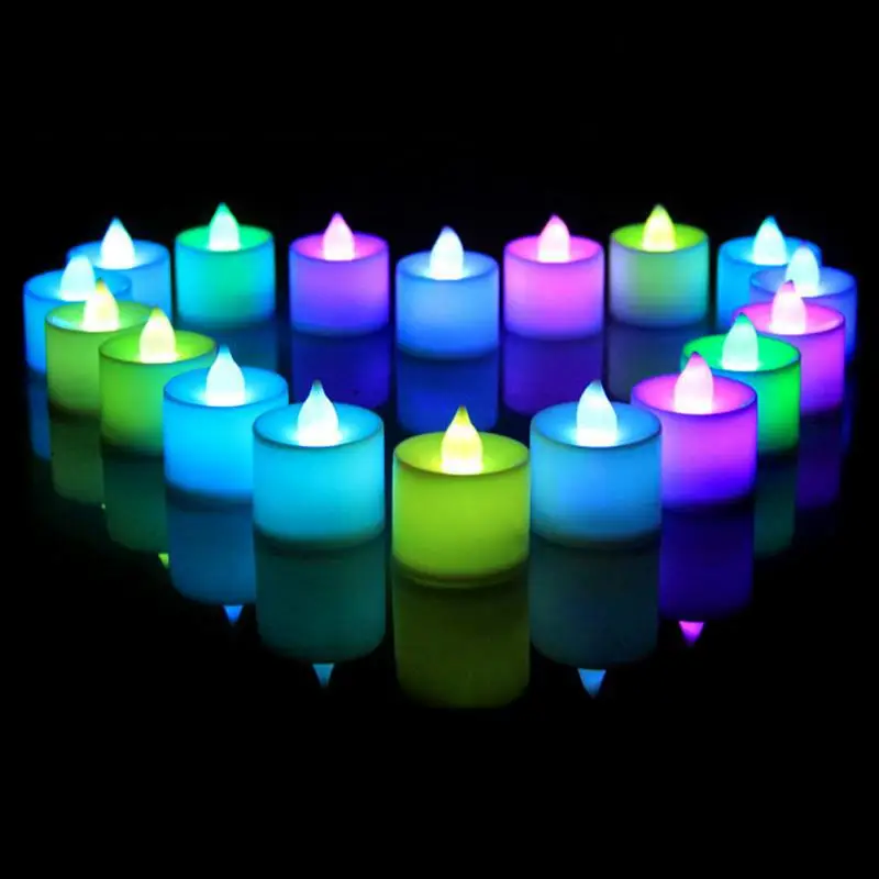Flameless Amber Candles Electronic Led Candle Light / Yellow Led Tea Lights / Romantic Home Love Decoration Candle Plastic