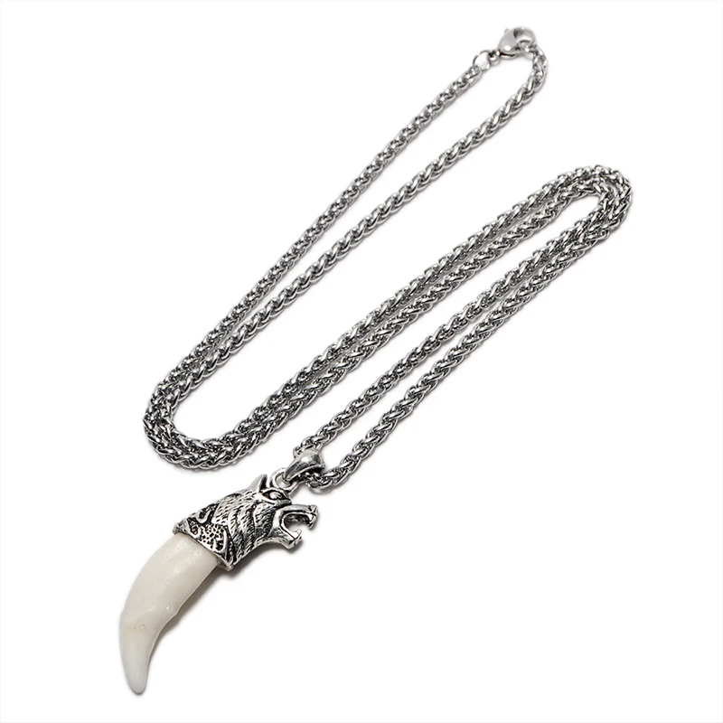 Yx010 Fake Hyena Teeth Pendant Necklace Stainless Steel Necklace Tibet ...