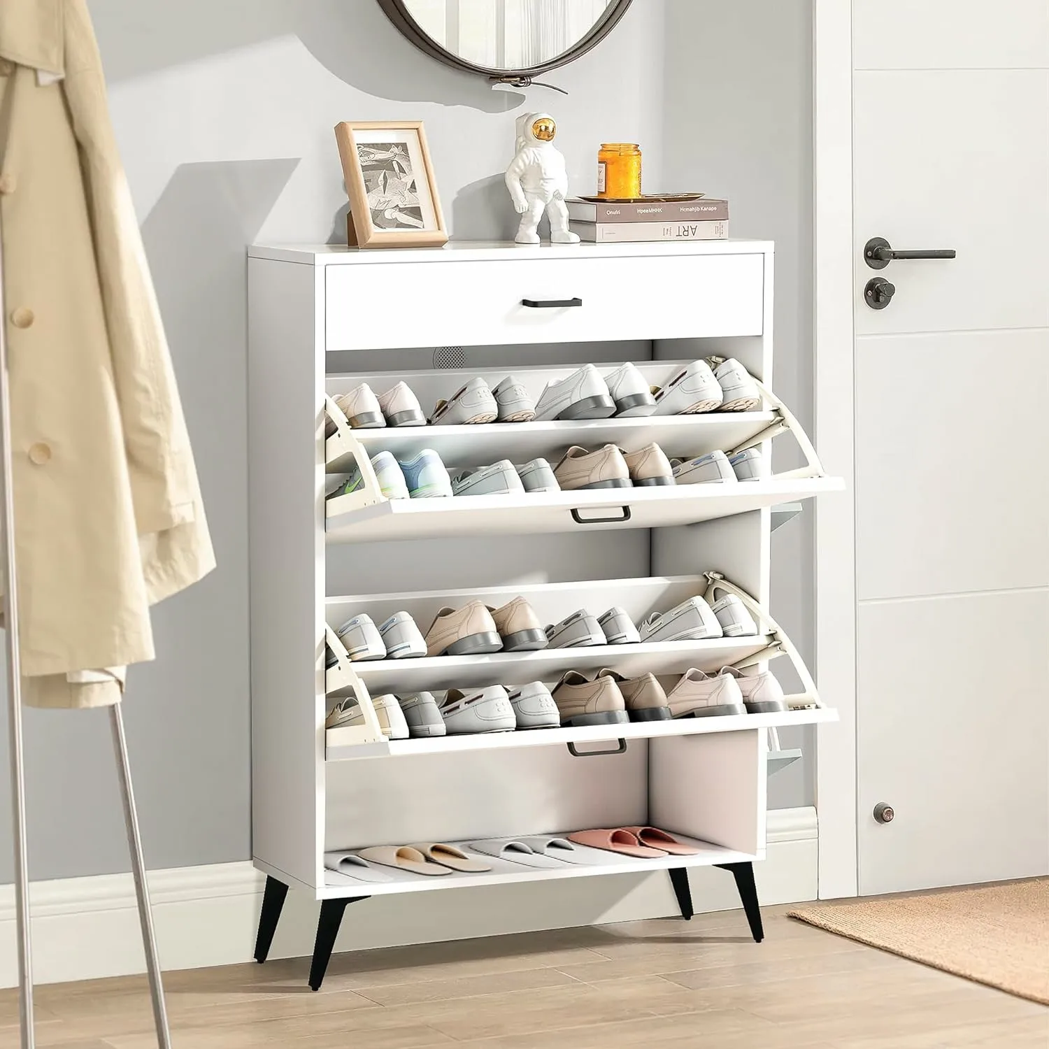 Yifan Entrance Shoe Cabinet With Flip-top Drawer Independent Shoe Rack ...