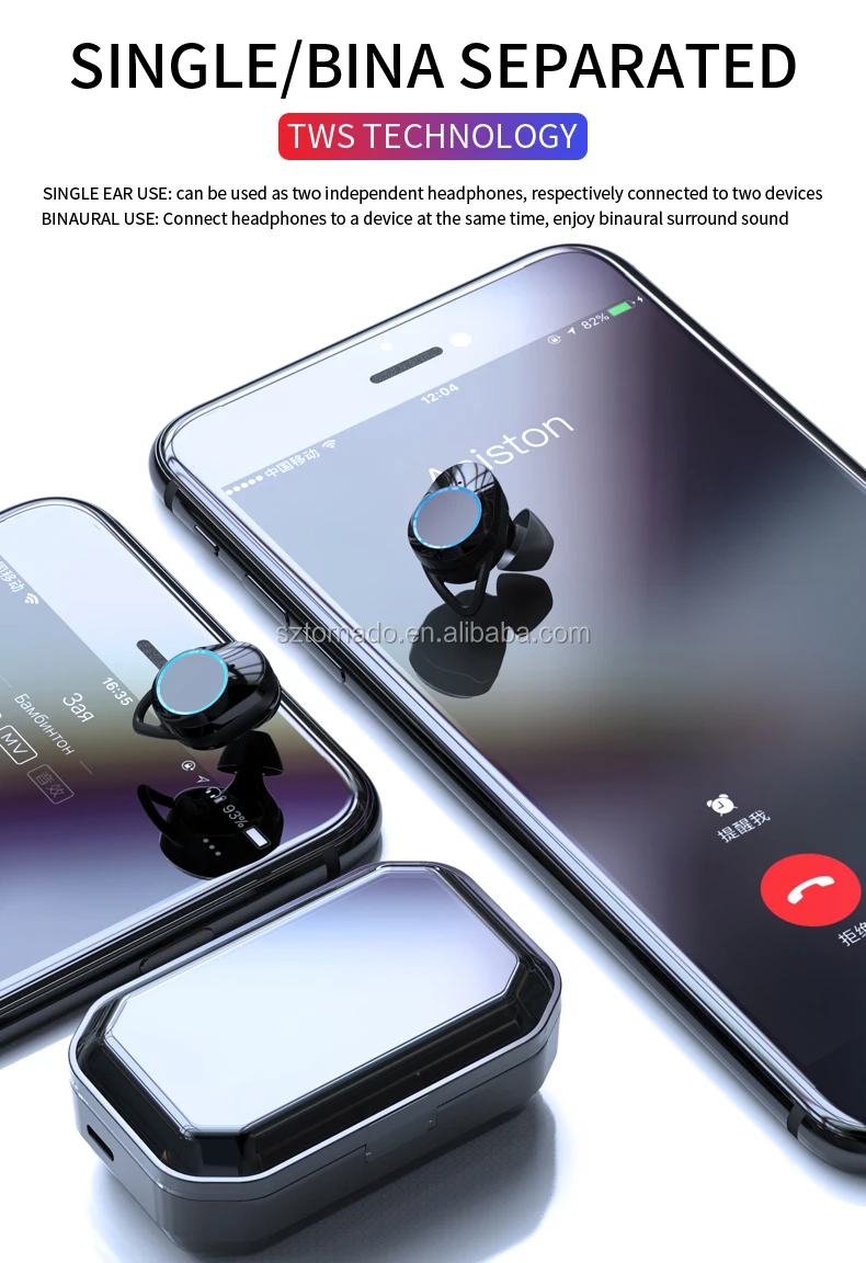 Tindeala 3300mAh Type-c PowerBank LED Display IPX7 Waterproof Touch In-Ear Earbuds TWS 5.0 Bluetooth Stereo Wireless Earphone - ANKUX.COM