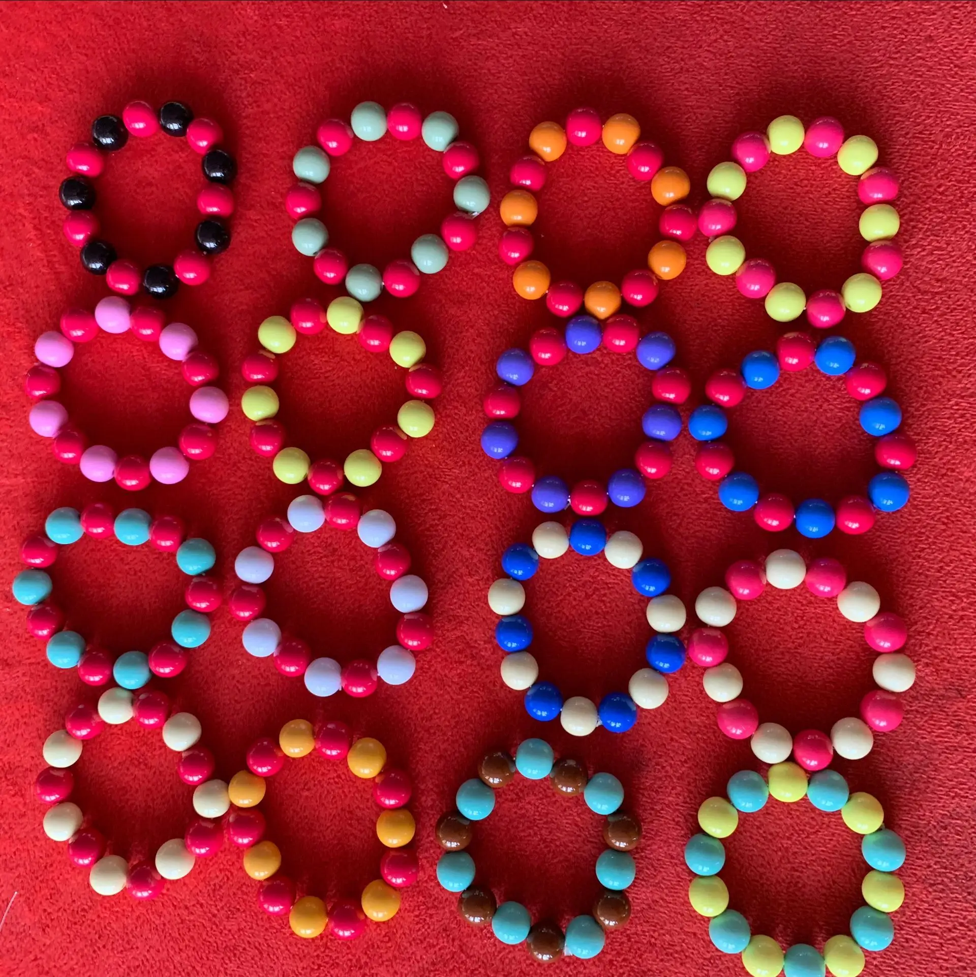 12mm baby acrylic beaded bracelets colorful