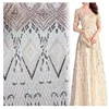 New Couture Lace Embroidery Pink Peacock Embroidered Ombre Net Sequin Fabric