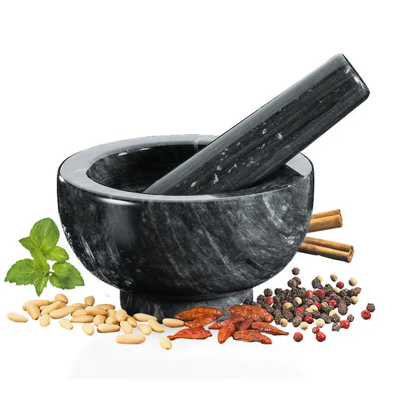 Good Sell Black Marble Durable Mortar Pestle Set Stone Kitchenware Bowl