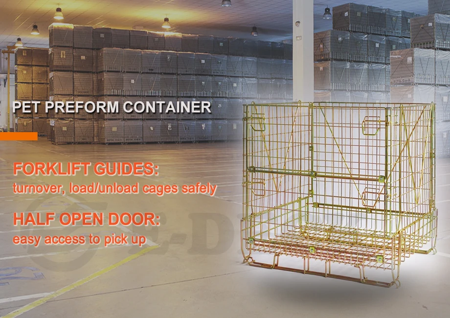 Lager Verzinkter Stahl Faltbarer Stapel Metall Pet Preform Flaschen