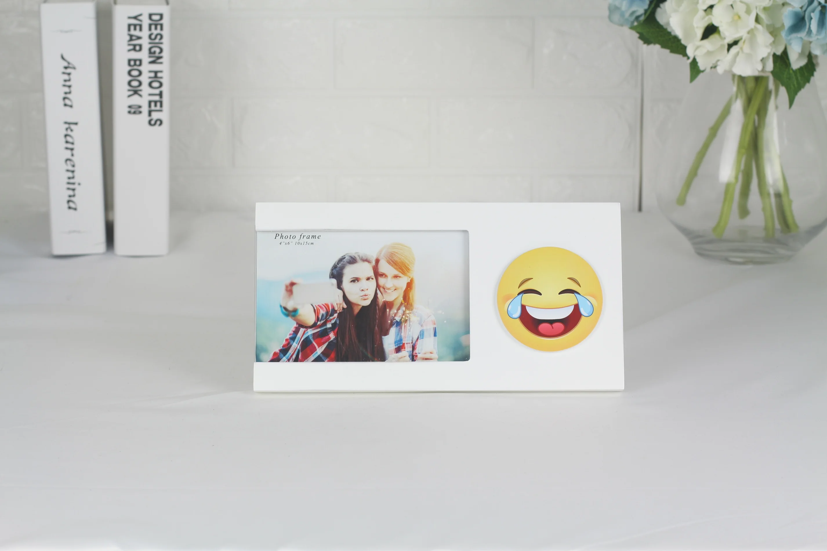 Smile customized laser print home decorative wooden photo frame