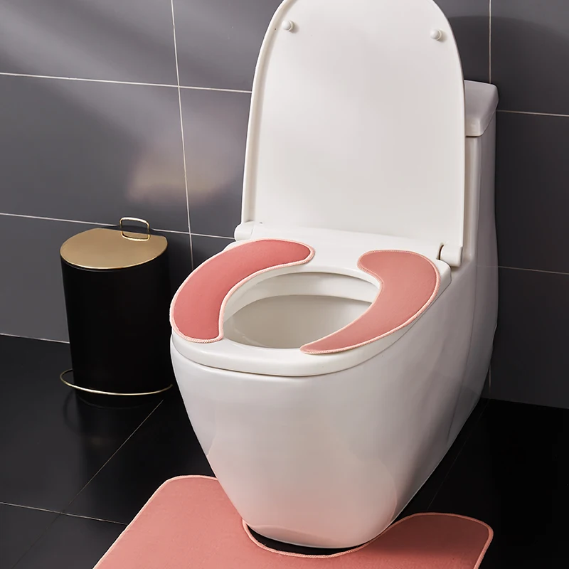 Creative Bathroom Toilet Seat Cover Washable Fiber Cloth Toilet Pad