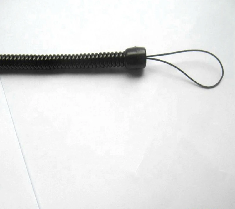 3.5mm Customized Black Plastic Elastic Spiral Coil Strap Lanyard For