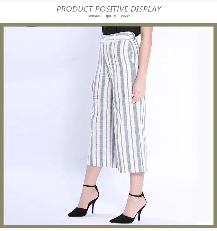 Wholesale oem striped casual new style ladies wide leg design pants