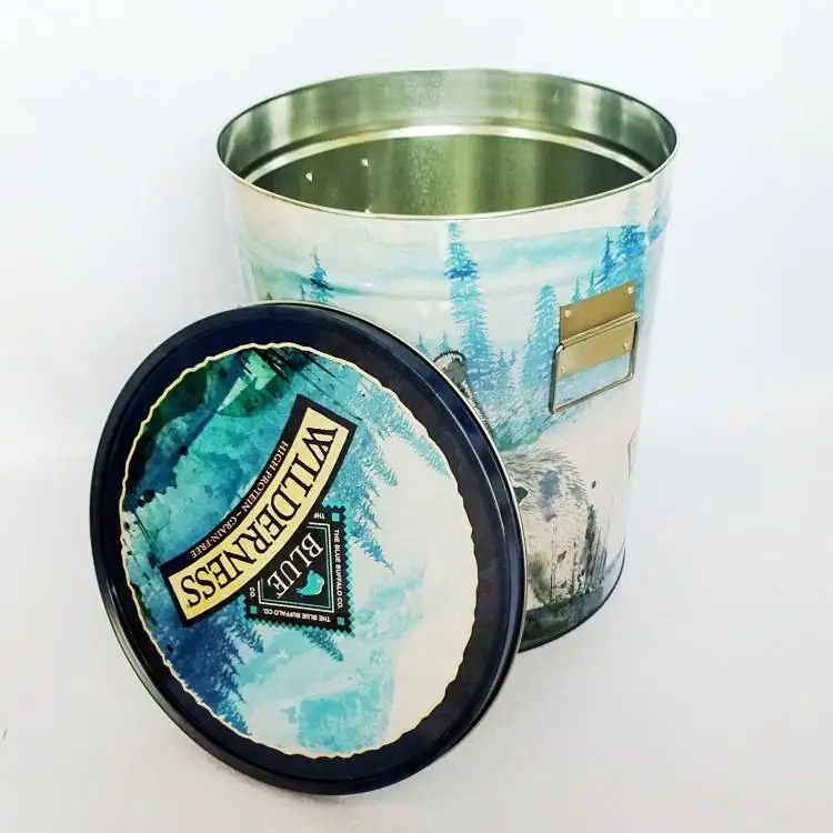 6.5 Gallon 25l Pet Food Container Round Metal Tin Popcorn Buckets Buy