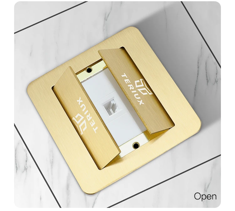 Wholesale rj45 standard brass network double door  hidden floor socket box