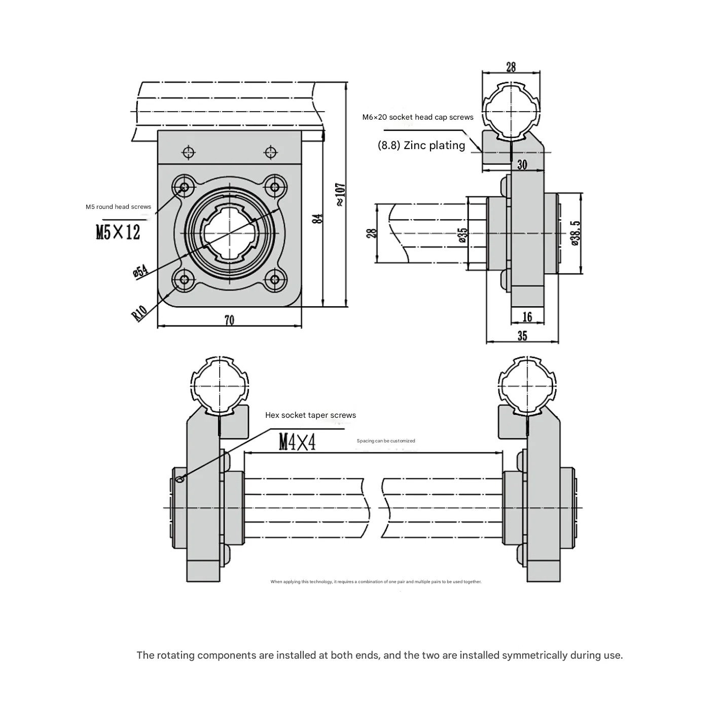 product single sided rotary connector third generation aluminum alloy square shape grade 1000 series lean pipe connection accessories-18