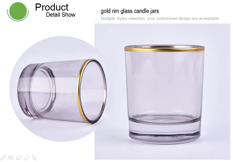 gold rim glass candle jar
