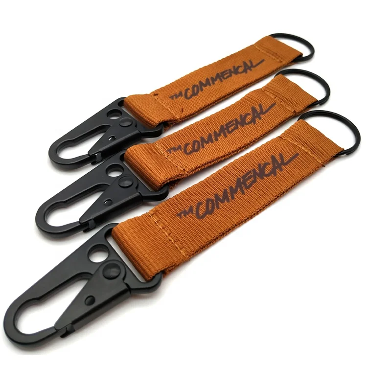 Custom Logo Nylon bing Short Lanyard Keychain Outdoor Tactical Metal