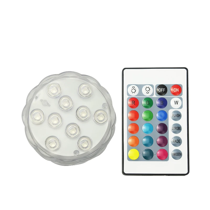 Vase Bath Wedding Home Decorative Remote Control 10 LED Submersible Light