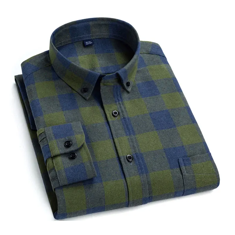 Camicie rosse casual a maniche lunghe Camicia in cotone scozzese fantasia da uomo909_voghion.com
