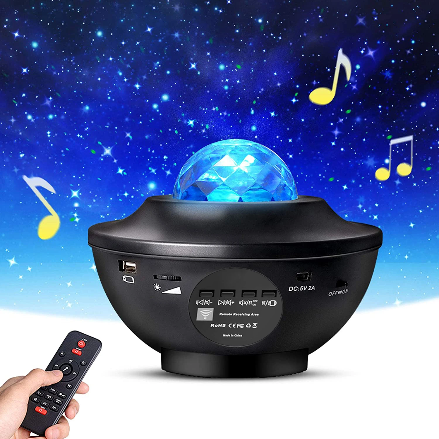 Amazon 2020 Hot Sale Rotating Laser Led Colorful Musical Starry Sky Nebula Galaxies Light Star Projector