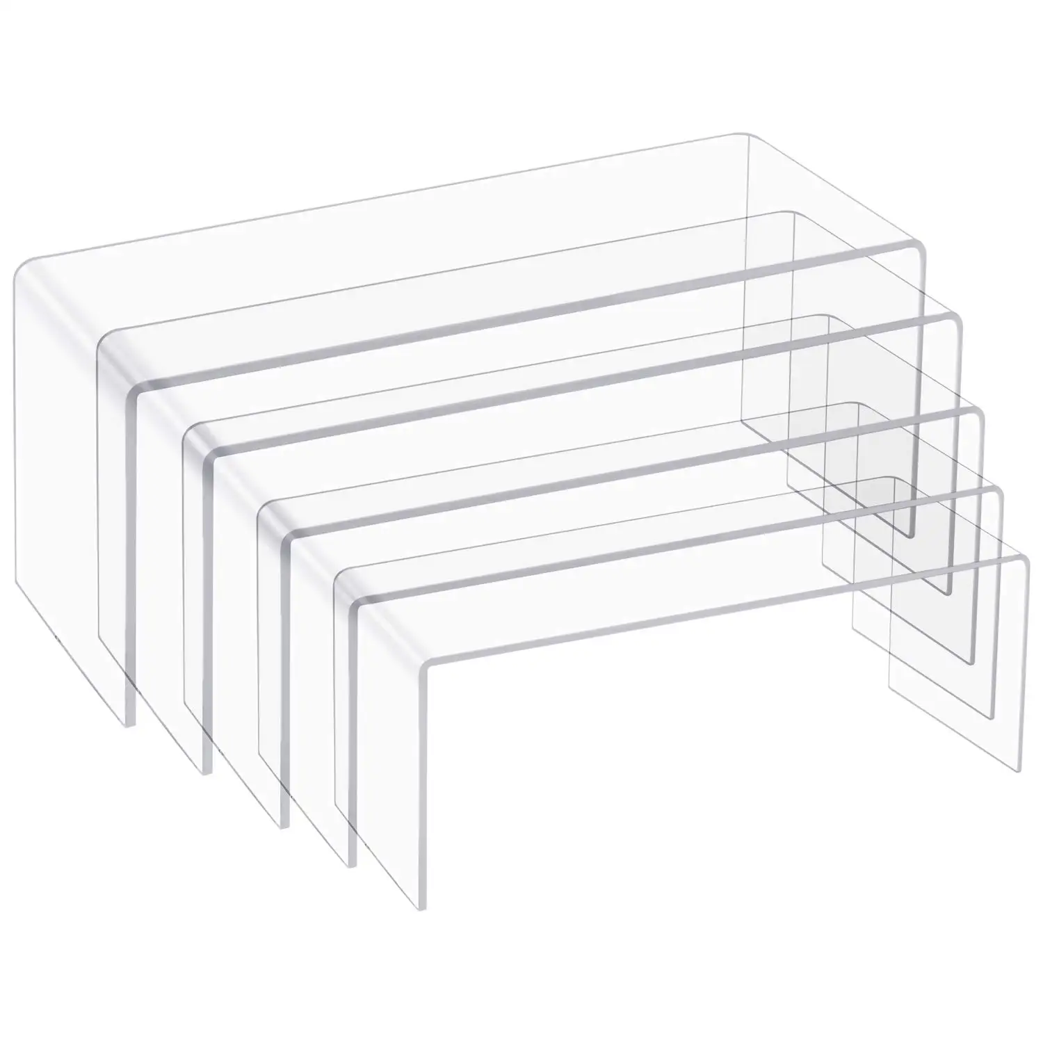 5 Different Sizes Shelf Showcase Fixtures Jewelry Display Riser Candy Display Stand FAZMoss 10 Sets Acrylic Display Stand 
