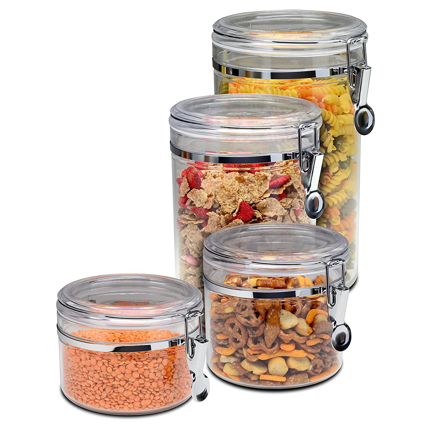 Food Grade 5 Piece Acrylic Canister Set Food Jars Clear Airtight 