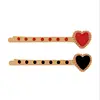2020 new Fashion Punk Women's Alloy Metal Red black Heart Hair Pins for Women Vintage Gold Heart Hair Clip Hair Accessory