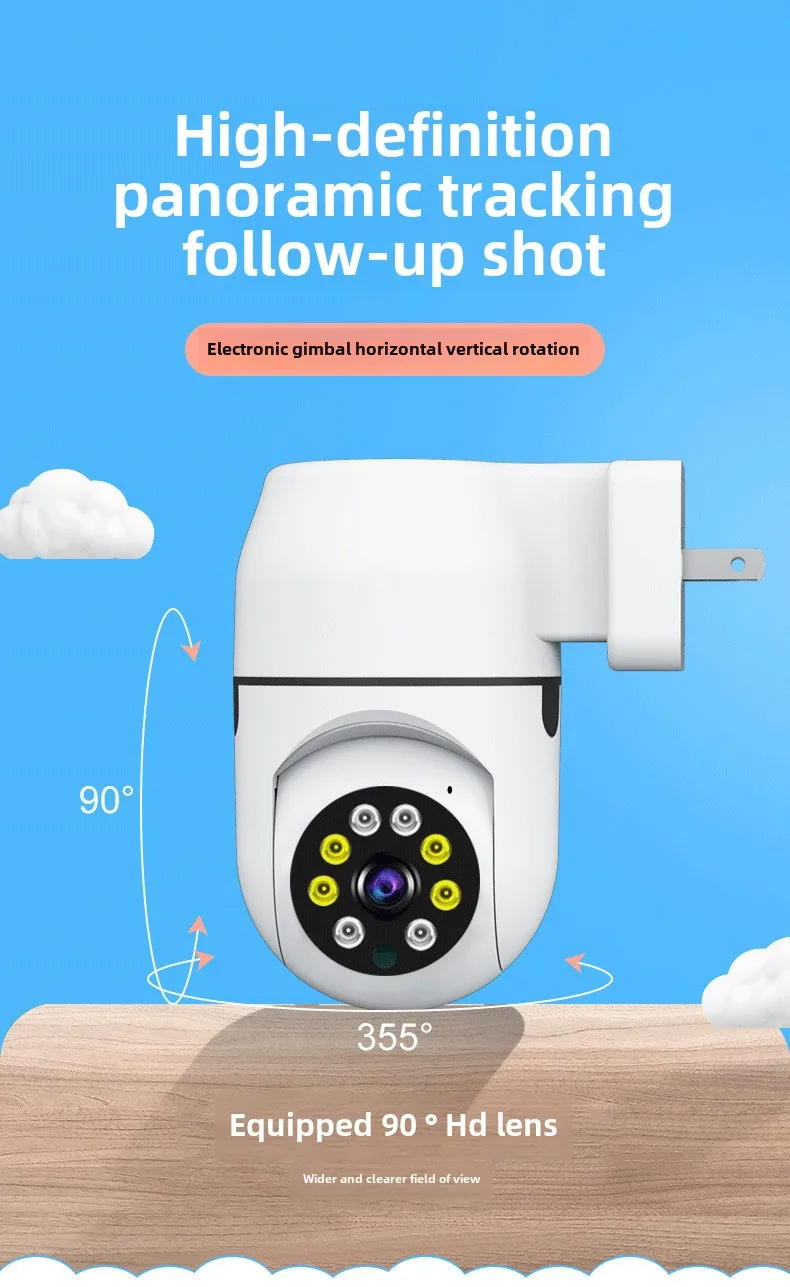 Cloudbirds V360pro Dome Indoor Smart HD Camera Wifi Dual Rotate Plug Security Alarm Pushing Function Zoom DVR Data Storage
