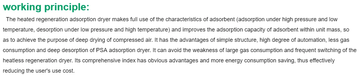 micro-heated regenerative adsorption air dryer