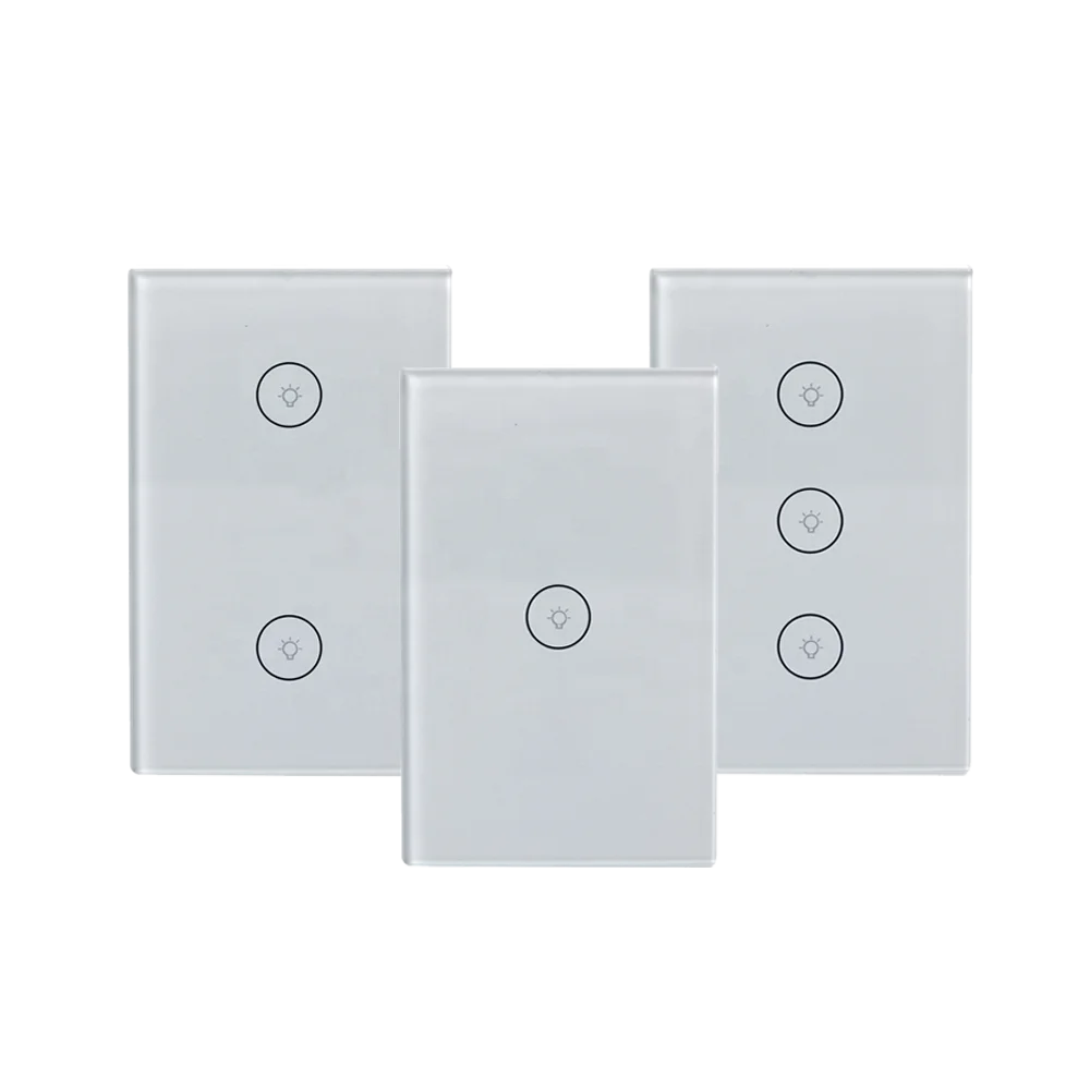 White US Standard Amazon Alexa Echo Google Home Voice Control 1/2/ 3 Gang  WIFI  Smart Switch Touch Light Switch