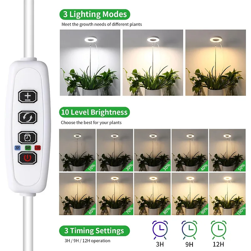 product 6 inch angel ring led indoor plant growth light fleshy green aluminum flower smd source 3000k color for sun growing-3
