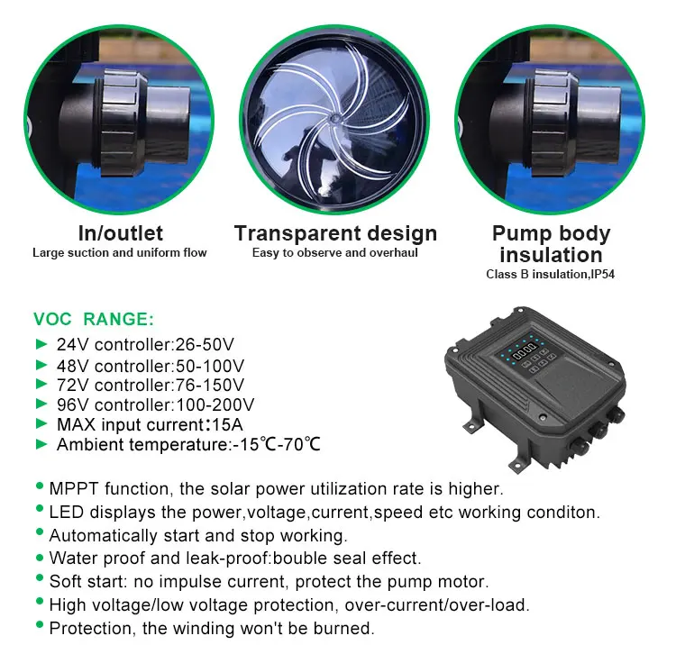 Sjp Australia 48v 72v 96v 500w 900w 1200w Solar Pool Pump With Mppt Dc