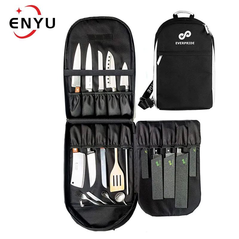 
hef Knife Bag (19 Slots) Holds 15 Knives PLUS 4 Zipper Compartments for Cooking Tools 