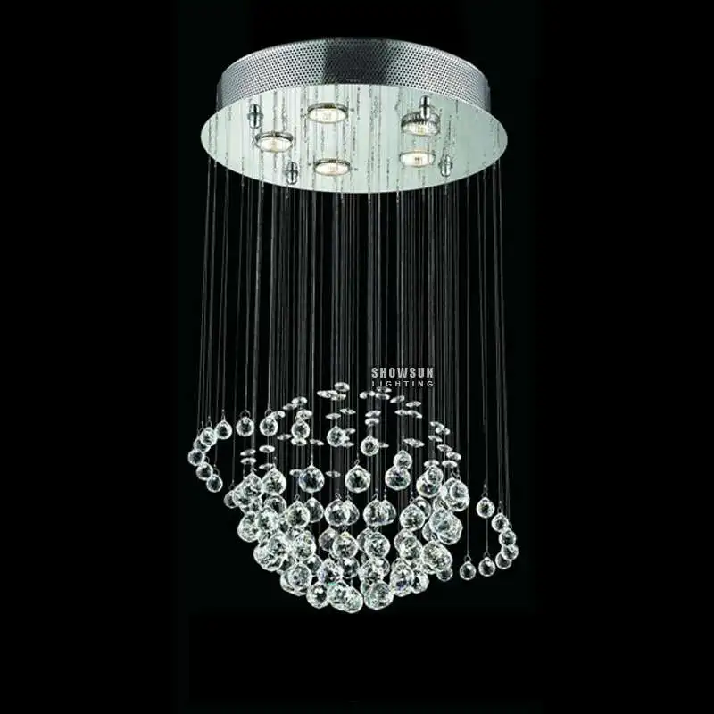 Modern LED Crystal Ball Spiral Rain Drop Ceiling Lighting Fixture Chandelier