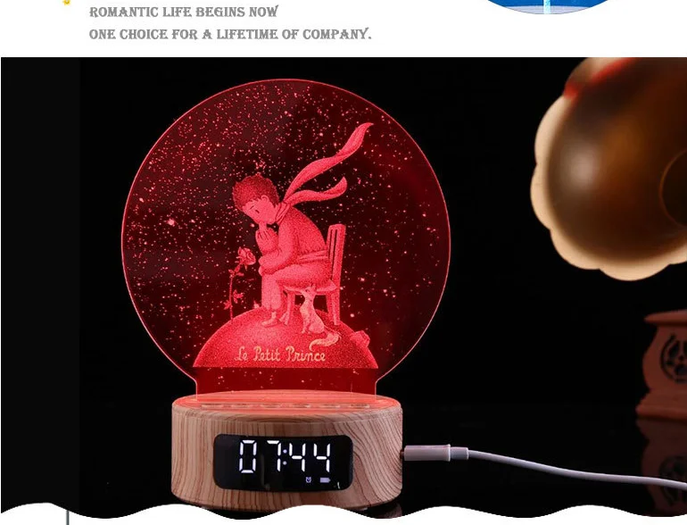 Aisle Home Hotel Mini Acrylic 3d Decoration Lamps artificial acrylic USB 5V 5W Speaker Clock Music LED Night Lights