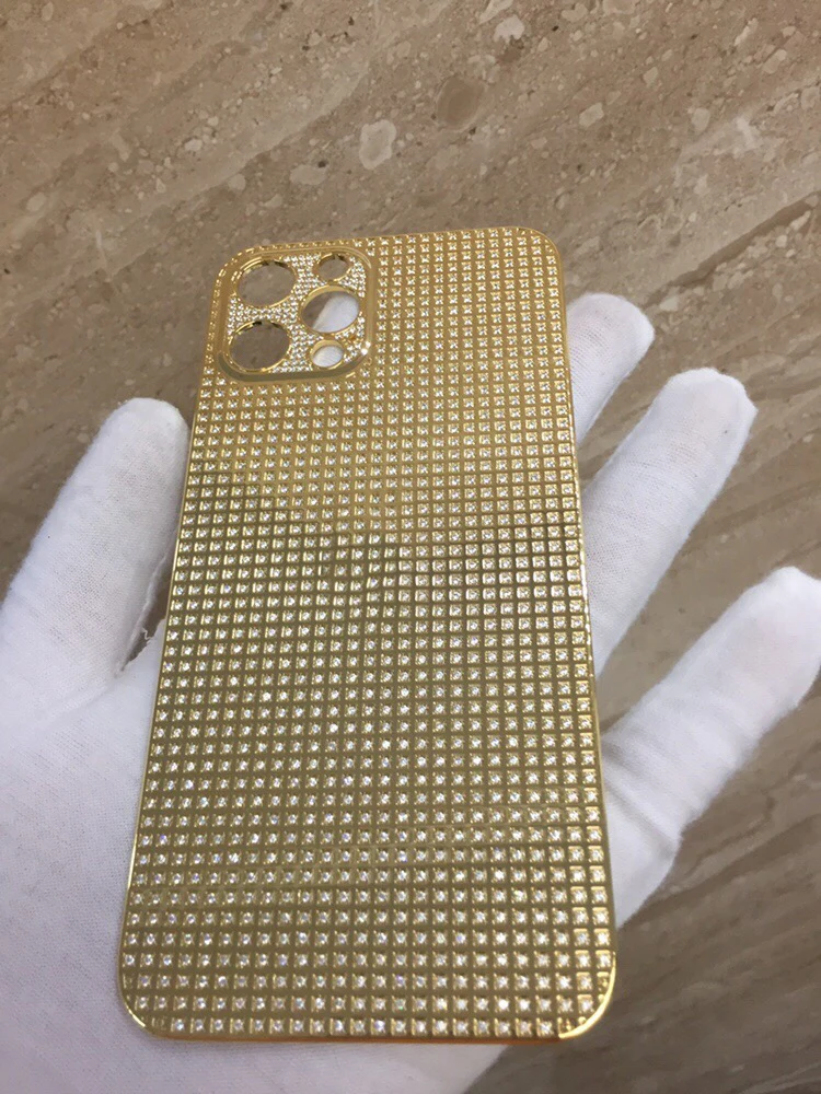 Full Diamond 24k Gold Plated Luxury Crystal New Replacement Housing For Iphone 13 Pro 13 Pro Max Stainless Steel Housing Buy Battery Replacement Full Zircon Gold Housing For Iphone 12 Pro 12 Pro