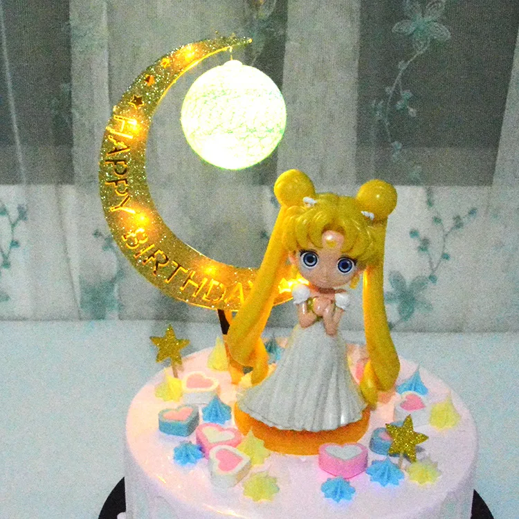 Hot Sale Happy Birthday Moon With Light Cake Topper Artificial Cake  Ornaments For Birthday Decoration - Buy Moon With Light Cake Topper,Happy  Birthday Cake Topper,Artificial Cake Ornaments Product on 