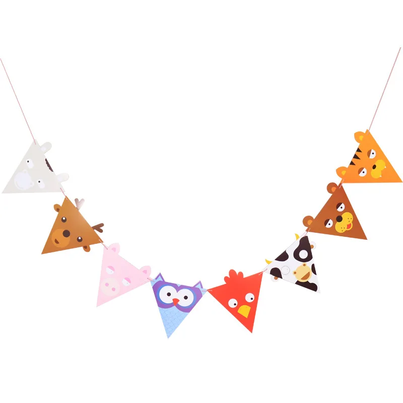 Birthday Party Decoration Hanging Flags Wholesale 8 Cartoon Animal Head  Pennants Banner Diy Paper Pull Flag - Buy Kindergarten Decorative Animal  Pennant Birthday Flag Party Atmosphere Dress Up Banners Baby Shower Paper