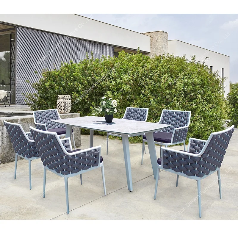 Modern Patio Furniture Set Rope Chair Aluminium Outdoor Rope Garden Dining Sets Buy Outdoor Garden Dining Set Rope Dining Chairs Patio Dining Chair Product On Alibaba Com