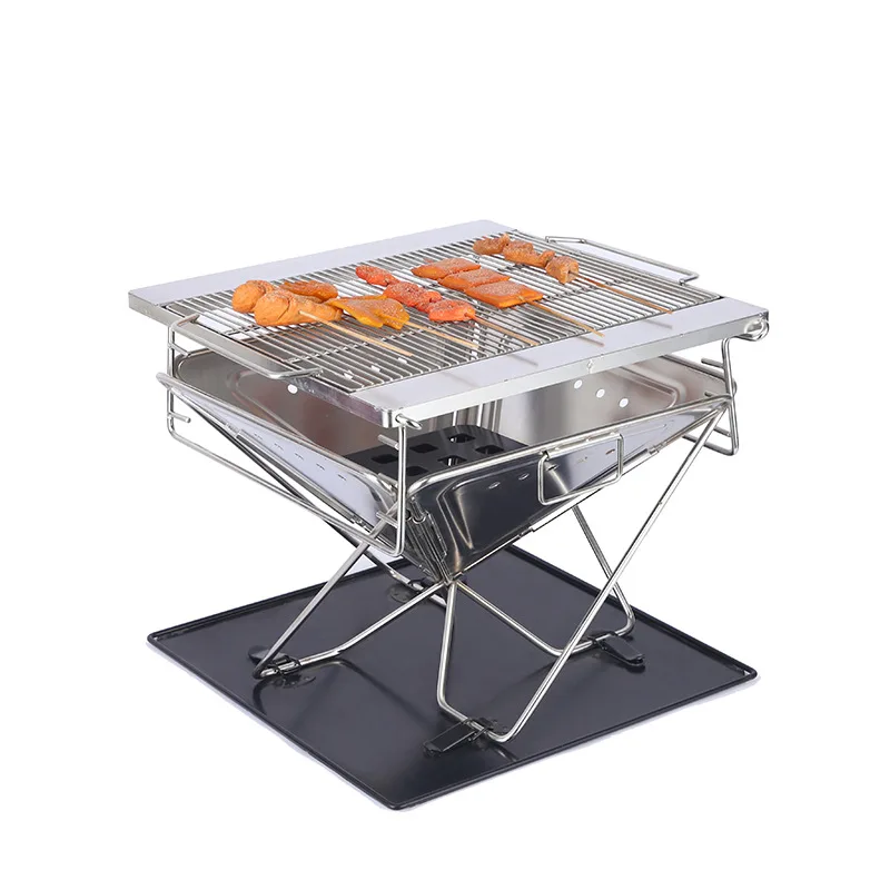 Stainless Steel Folding Barbecue Stove Camping Grill Picnic Charcoal