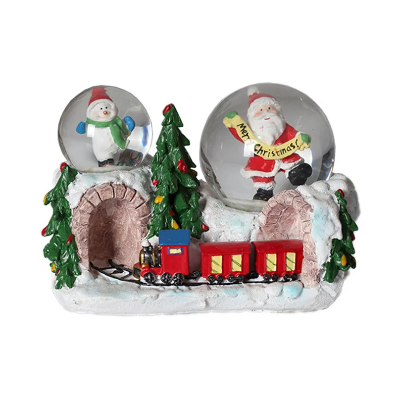 Custom OEM Desgin Vintage Christmas Santa Snow Globe Classic LED Music Glass Polyresin Base Chrismtas Water Globes 6.5cm