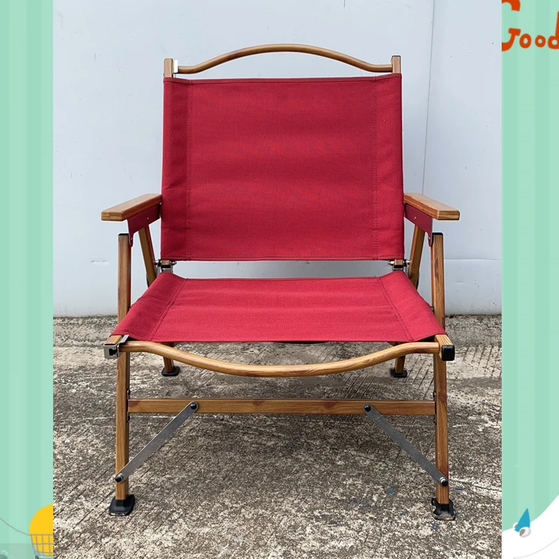 Onwaysports Portable Folding Wood Grain Aluminum Camping Chair For