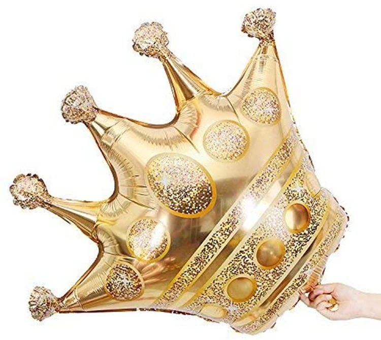 3 个皇冠气球箔氦 mylar 气球生日婚礼万圣节圣诞派对装饰-金色