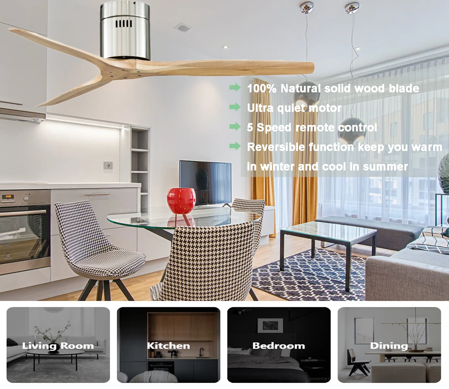 New Design Flush Mount Ceiling Fans Orient Black Timber 3 Blade Ceiling