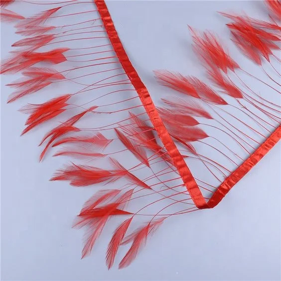 Frangia Di Piume Di Gallo Naturali – 5 Metri, Larghezza 10-15 Cm, Per Decorazioni E Fai Da Te - 4
