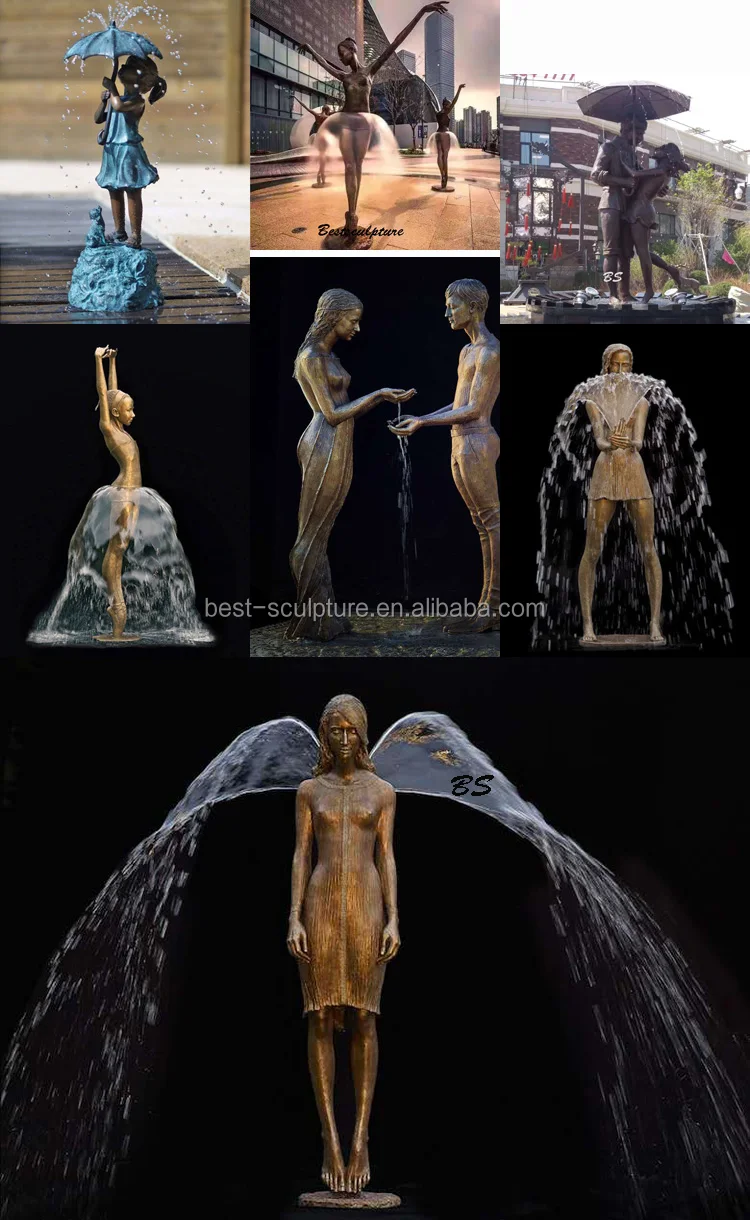 户外青铜裸体女人坐在石头雕像雕塑喷泉出售