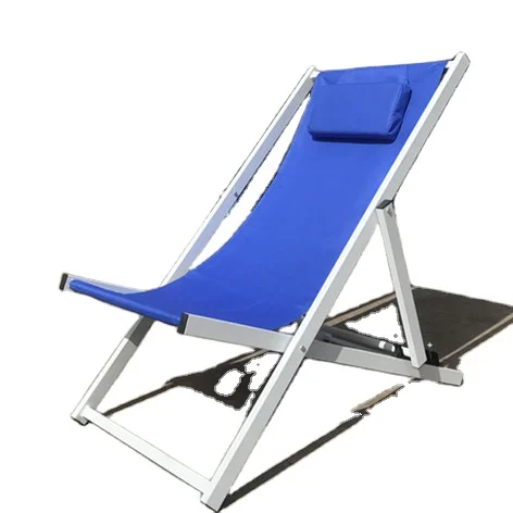 
UKEA outdoor aluminum canvas deck chairs folding sling chair with pillow 